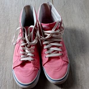 Vans high top pink sneakers